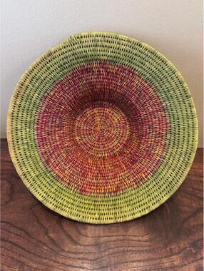 Vintage Colorful Woven Dessert Fruit Storage Basket Original Decorative 12"